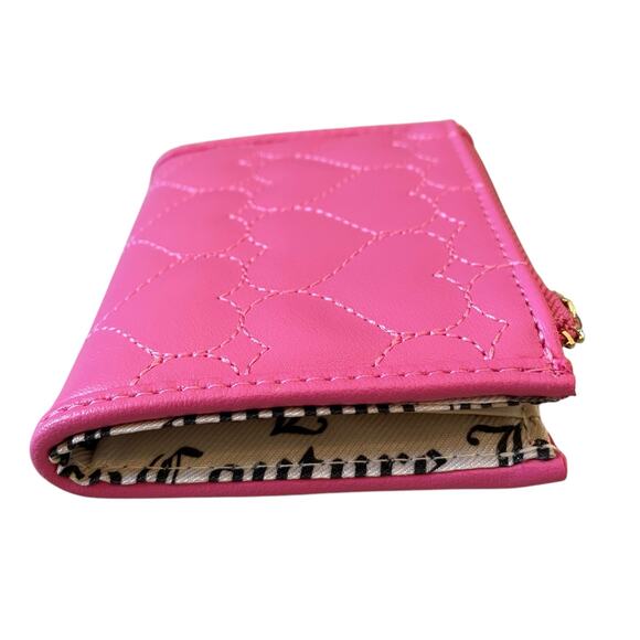 JUICY COUTURE Heart Quilted Bifold Wallet With Pullout Card Case Pink New - Picture 5 of 13